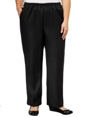 Alfred Dunner Black Pull-On Straight Leg Trousers